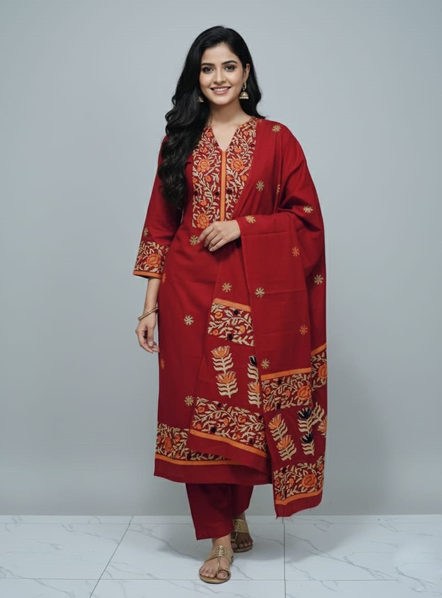 VIP cotton voile block print three piece for women