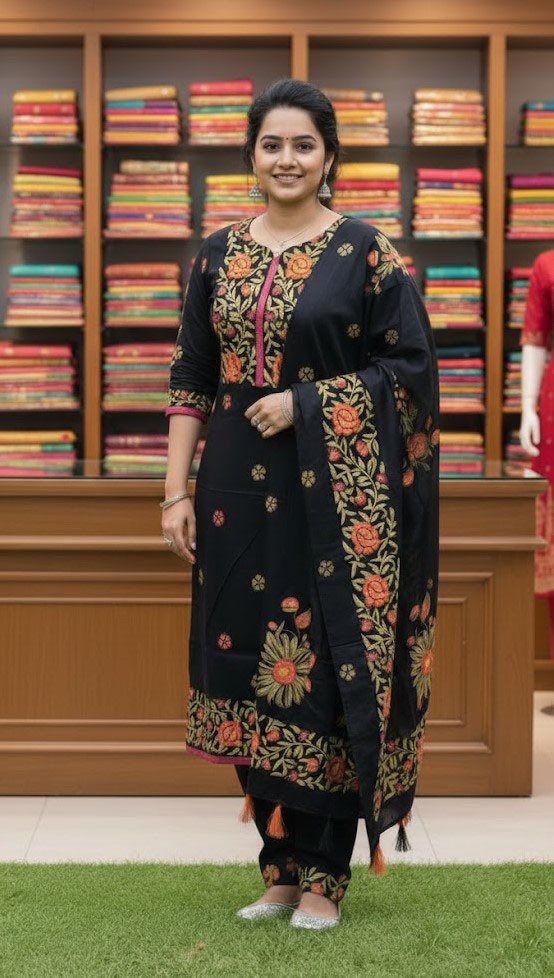 VIP cotton voile block print three piece for women
