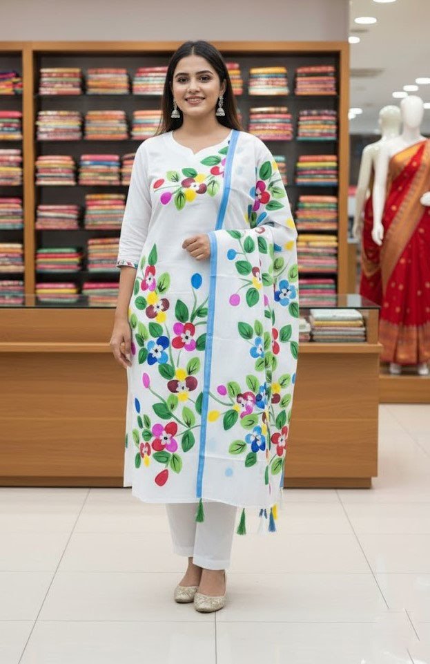 VIP cotton voile block print three piece for women