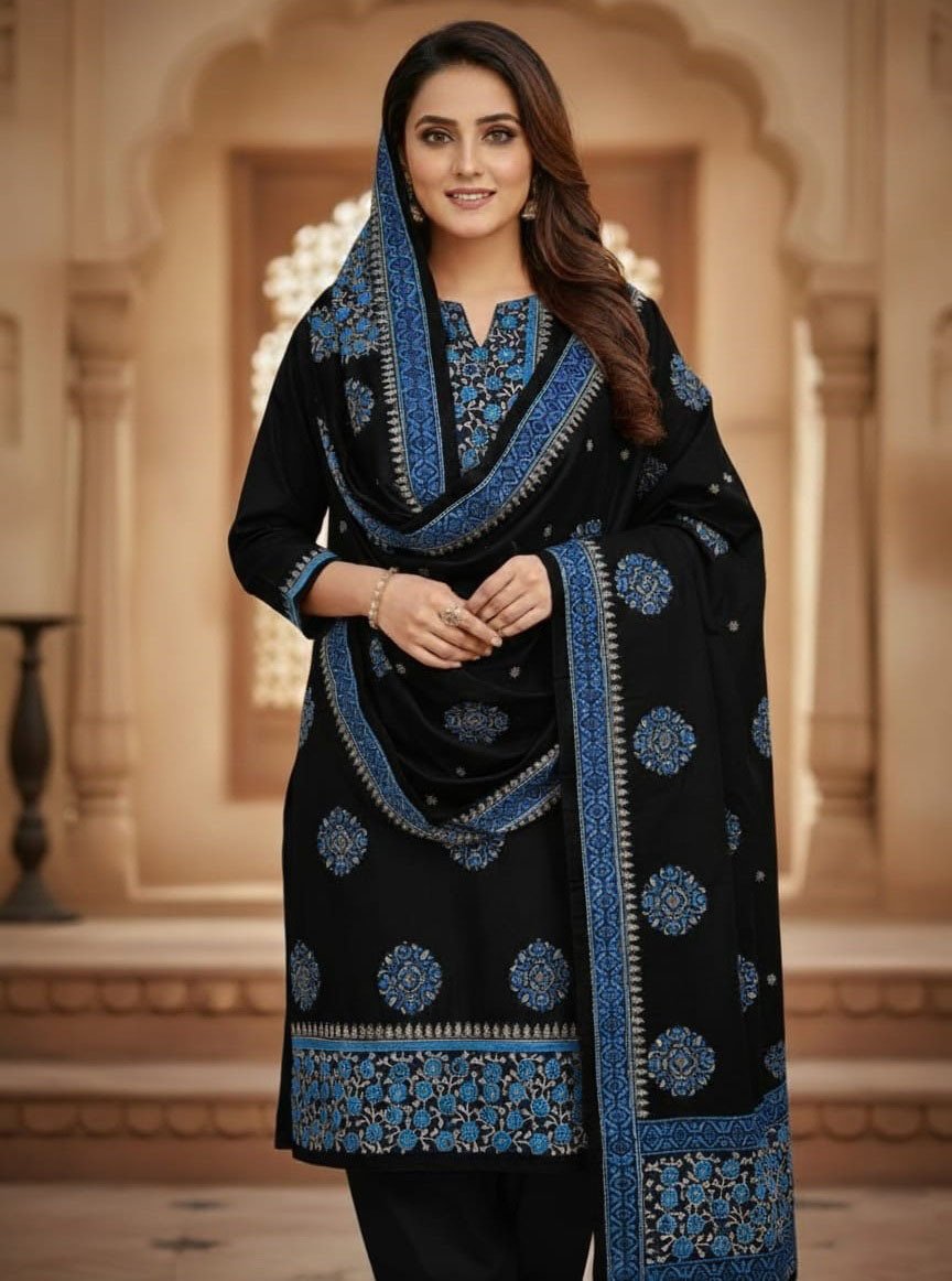 VIP cotton voile block print three piece for women