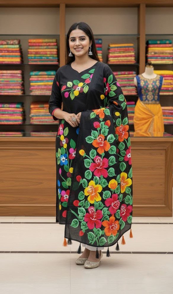 VIP cotton voile block print three piece for women