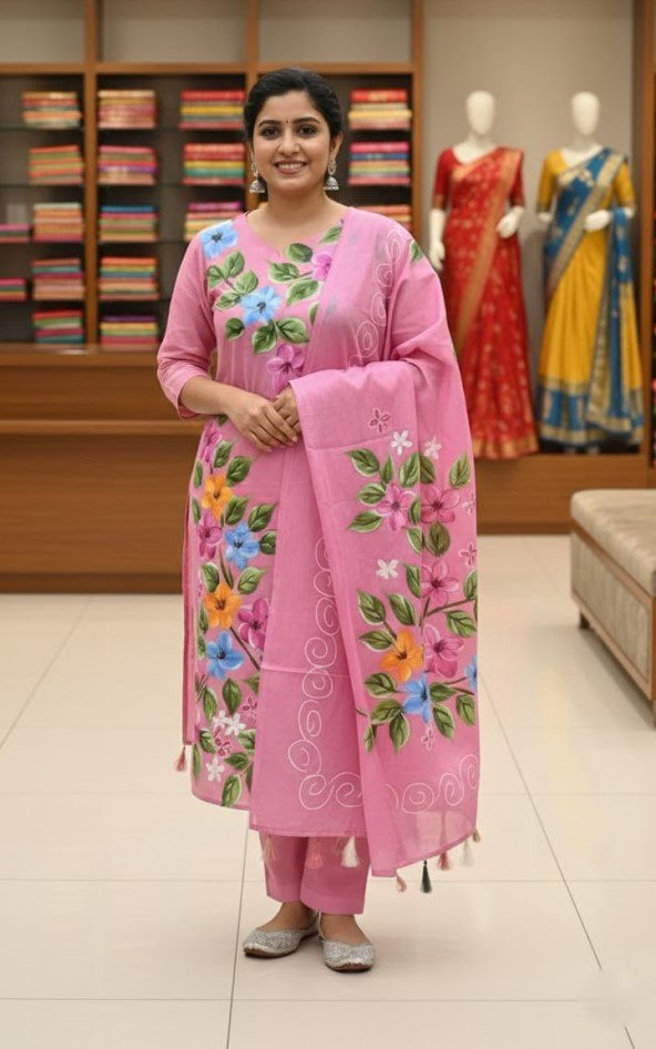 VIP cotton voile block print three piece for women