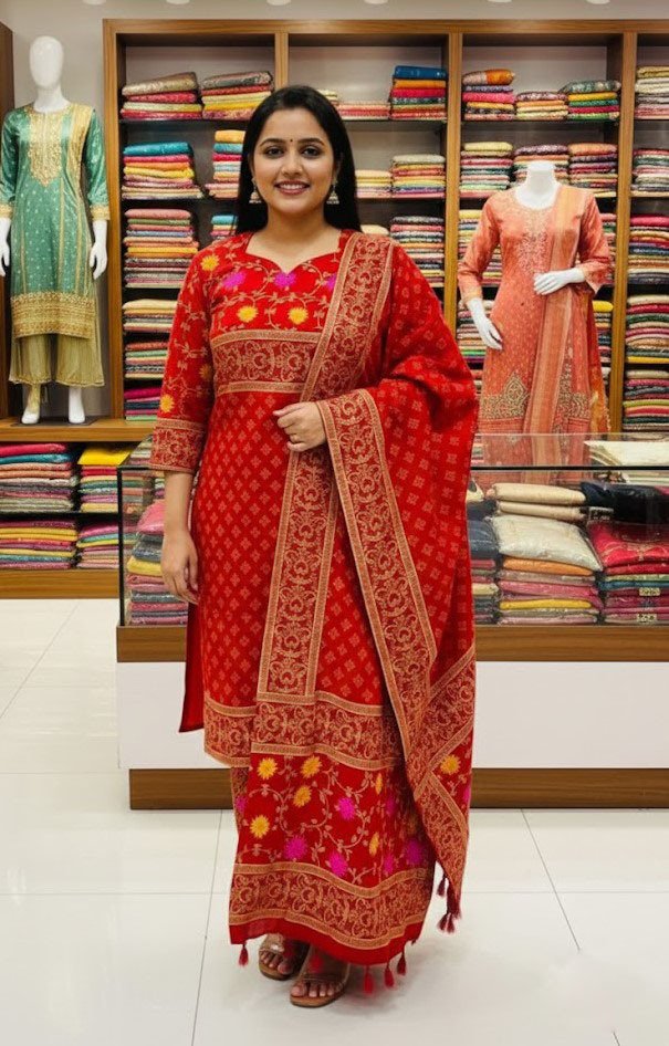 VIP cotton voile block print three piece for women