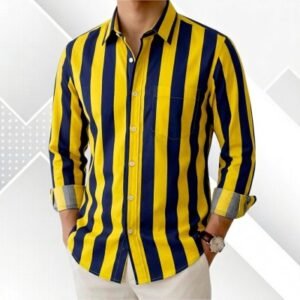 Formal white pinstripe long sleeve Oxford cotton shirt for men