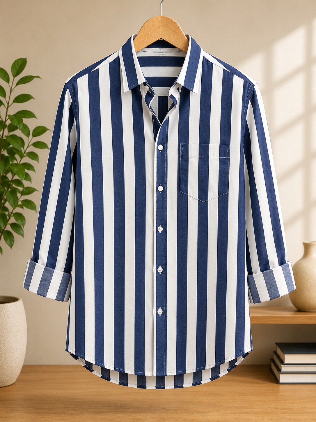 Formal-White-Pinstripe-Cotton-Shirt Formal white pinstripe long sleeve Oxford cotton shirt for men