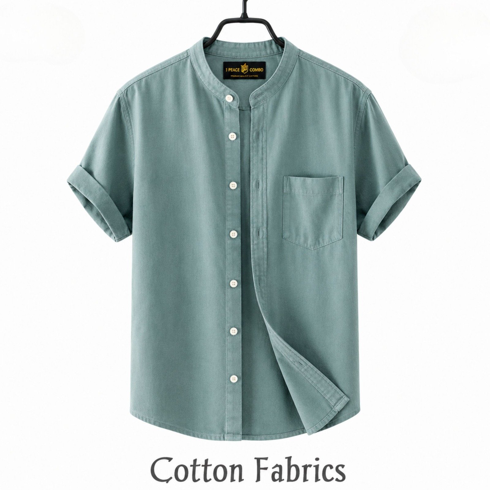 Premium Oxford Cotton Band Collar Short Sleeve Shirt