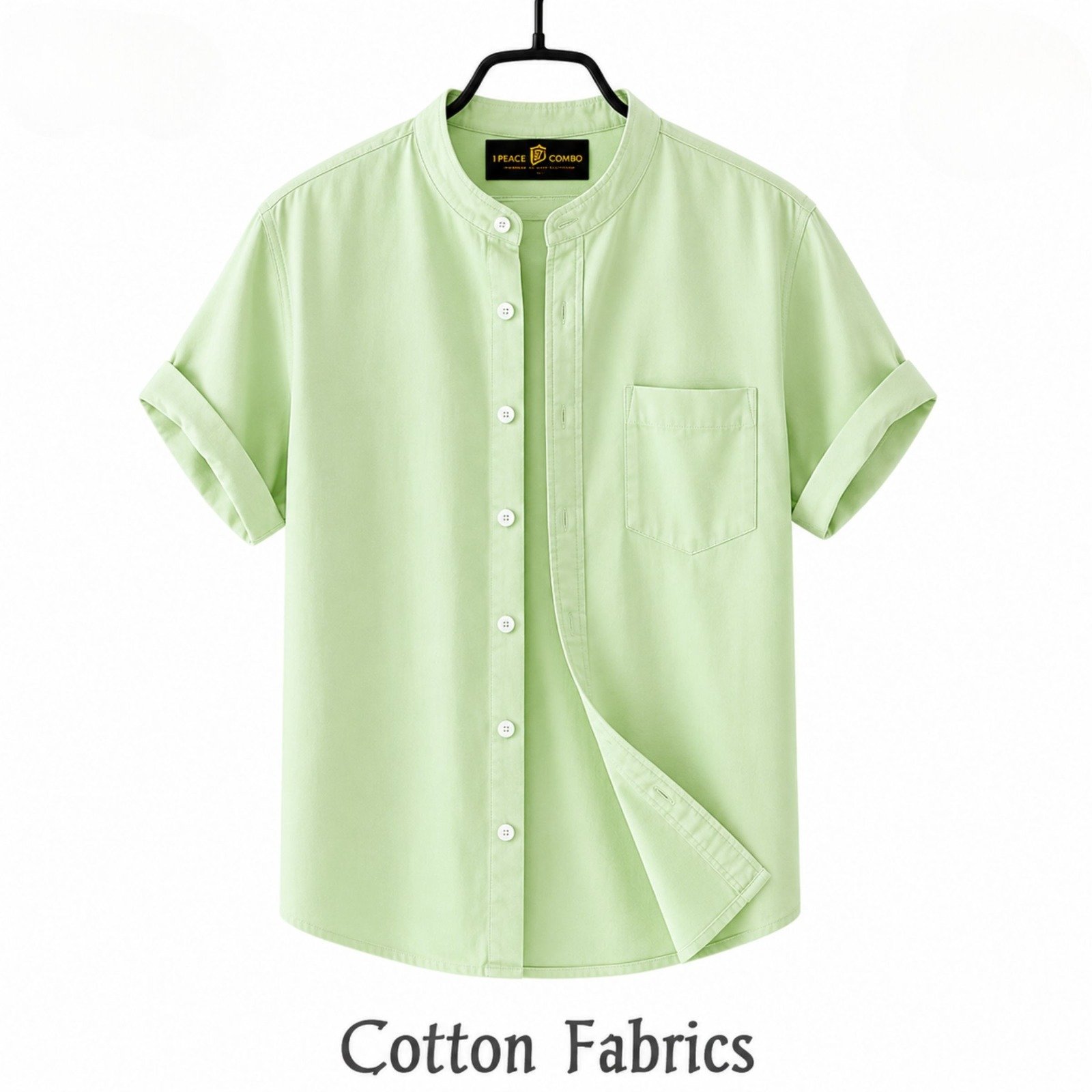 Premium Oxford Cotton Band Collar Short Sleeve Shirt