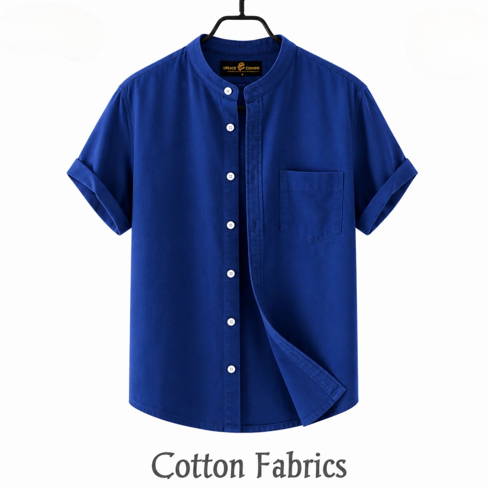 Premium Oxford Cotton Band Collar Short Sleeve Shirt