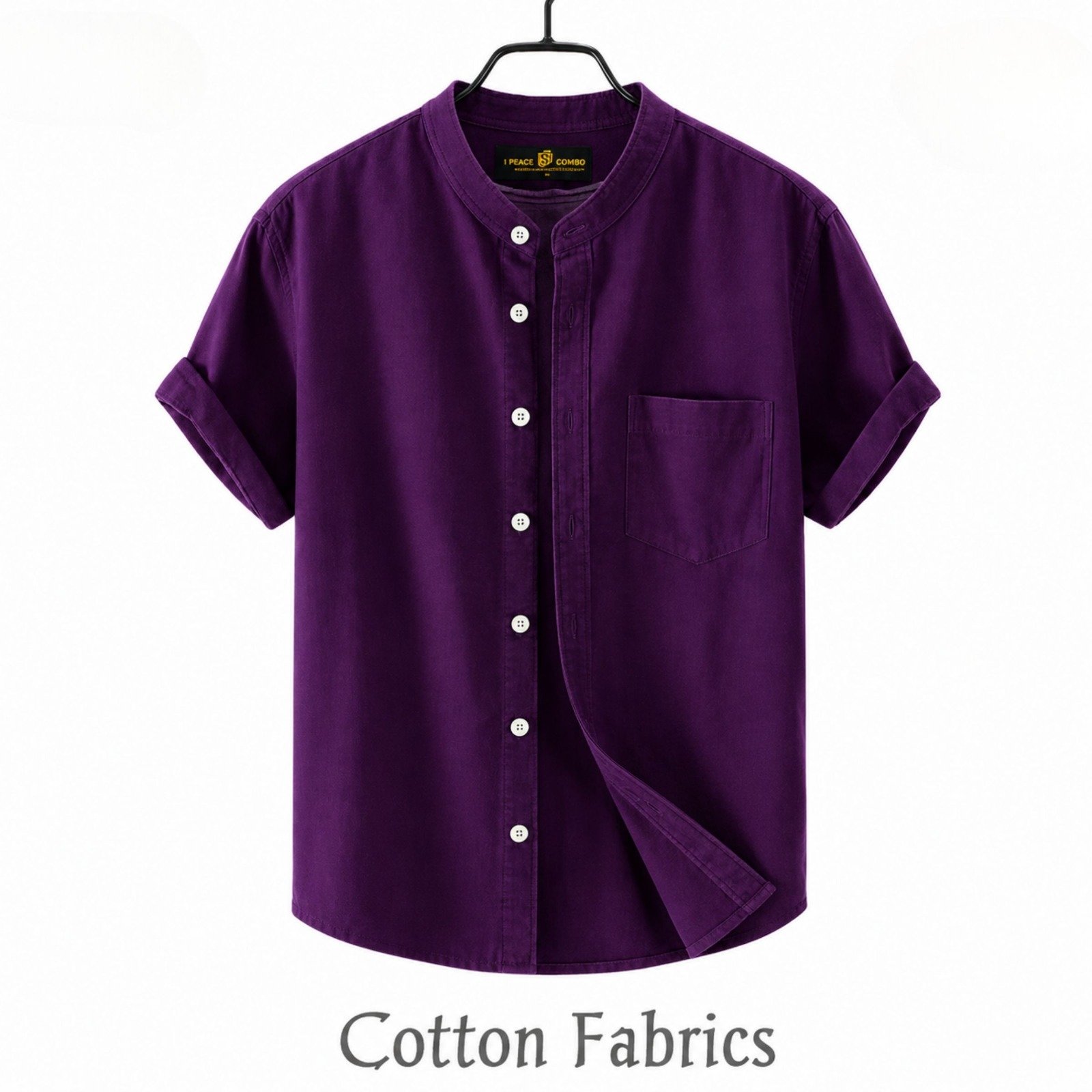 Premium Oxford Cotton Band Collar Short Sleeve Shirt