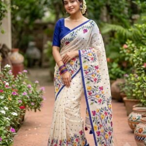 Chanderi silk digital print floral saree for women with soft and elegant look