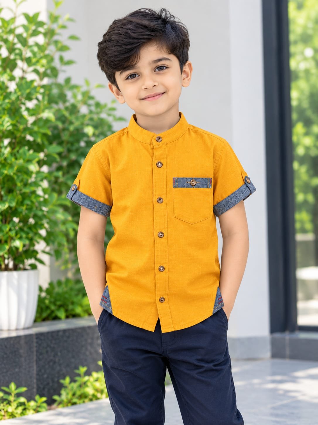 বয়েজ হাফ স্লিভ কটন শার্ট - ছবি 3